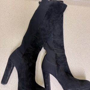 Stuart Weitzman Black Suede Knee High Boots